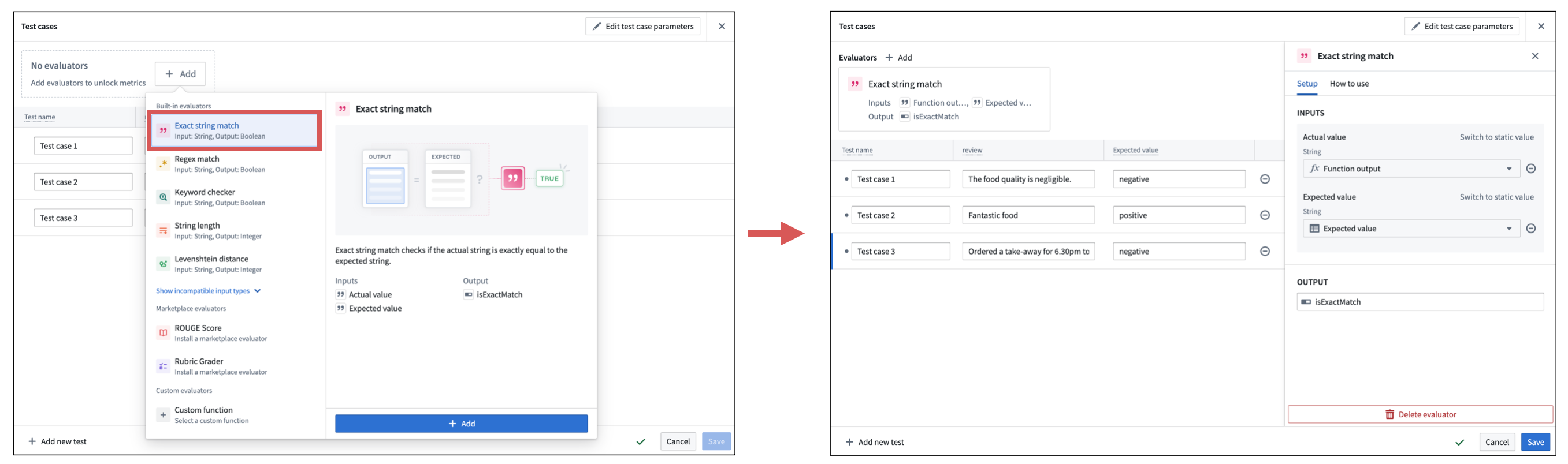 Add exact string match evaluator.