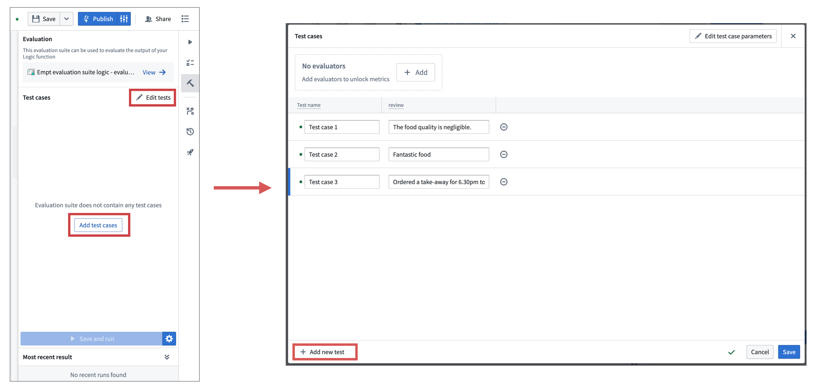 Add test cases to the evaluation suite.