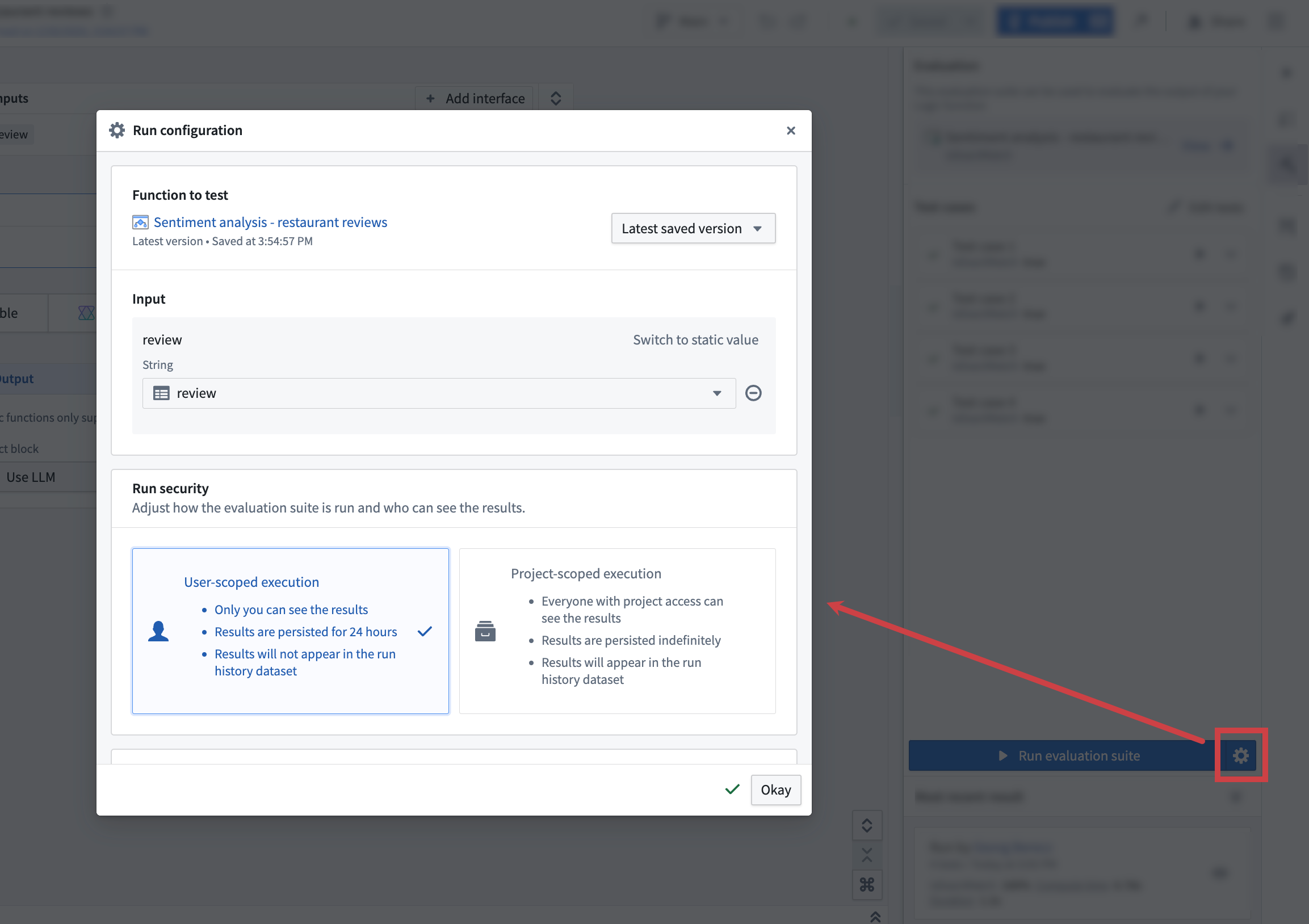 AIP Evals run configuration.