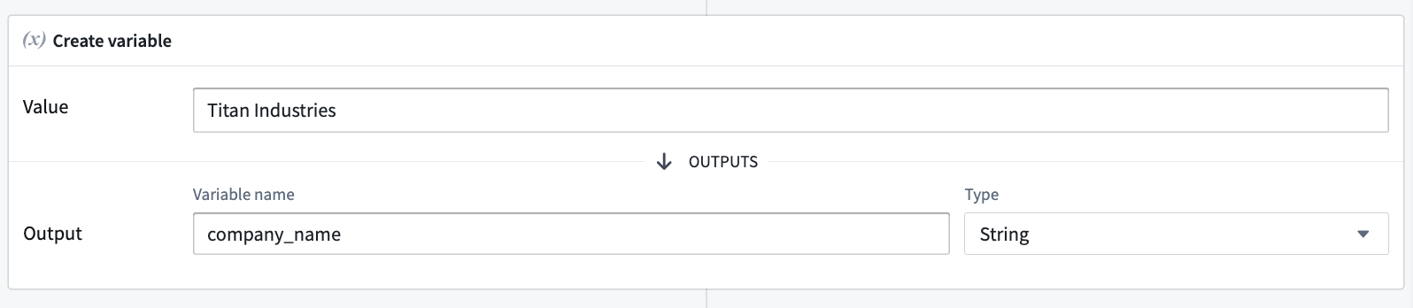 Create variable section block.