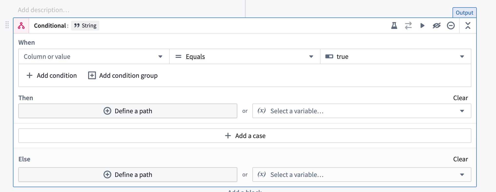 Conditional block in the AIP Logic interface