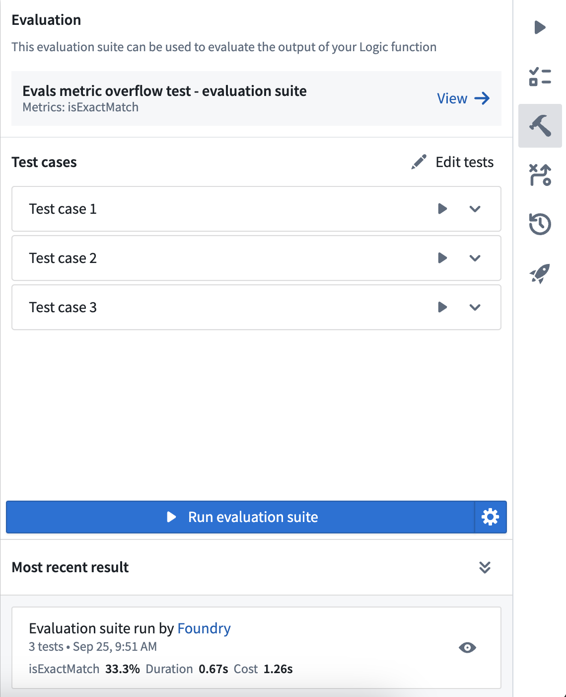 Run evaluation suite directly from Logic.