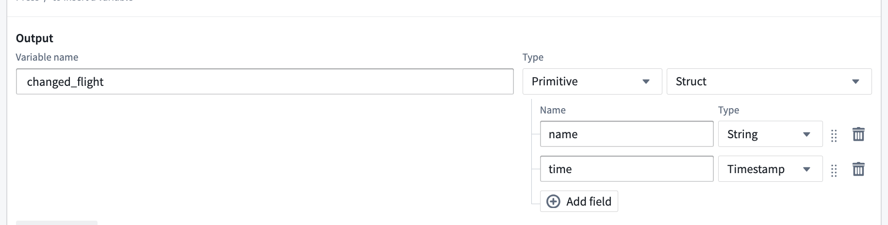 Showing output for variable name and values requested.