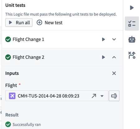 Unit tests examples featuring notional flight changes.