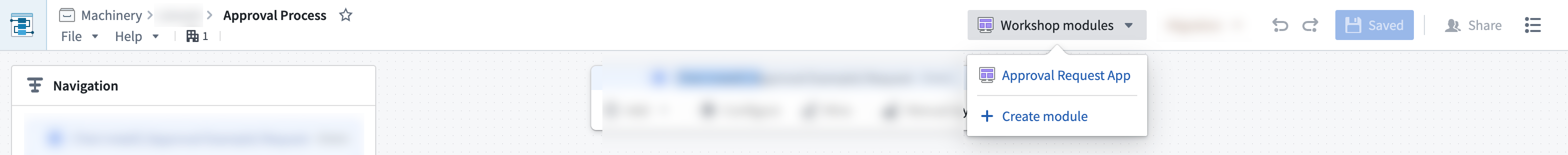 Choose the "+ Create module" option to generate a Machinery Express Workshop application.