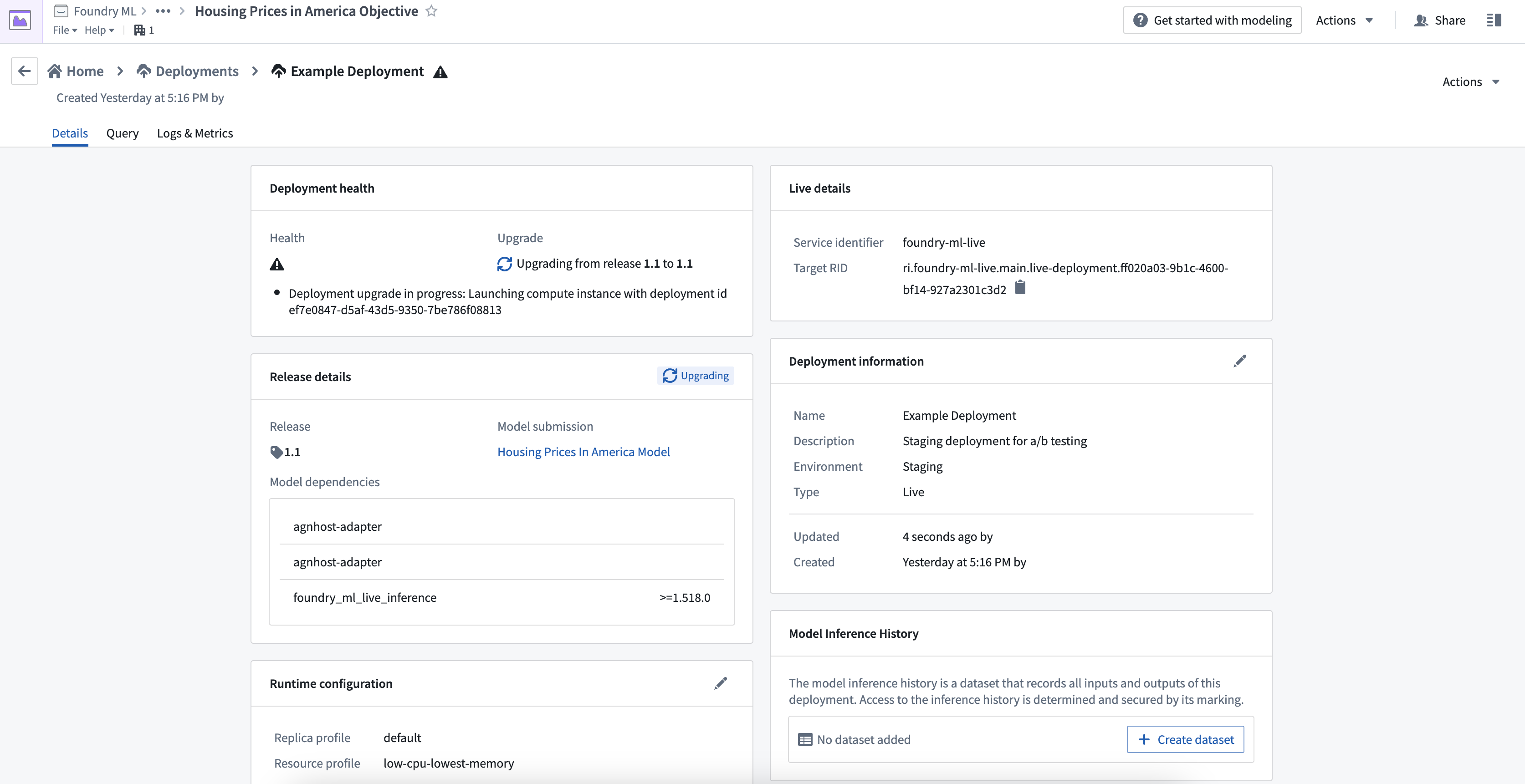 Manage a modeling project • Modeling objective configuration • Set up ...