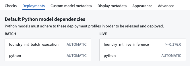 Deployment Settings