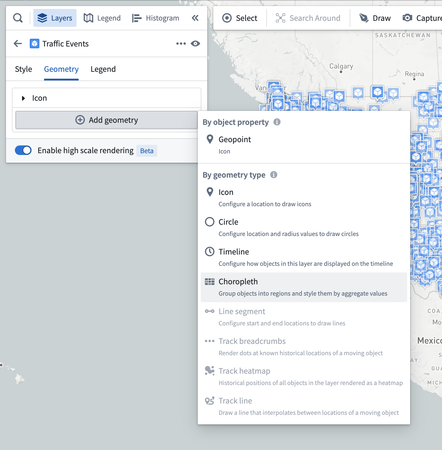 Add choropleth option in geometry menu.