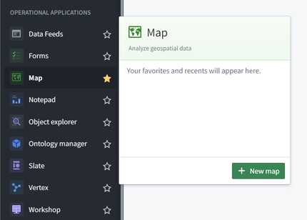 Map application in the Foundry navigation bar