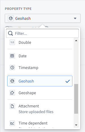 オントロジー マネージャーでの geohash プロパティタイプ