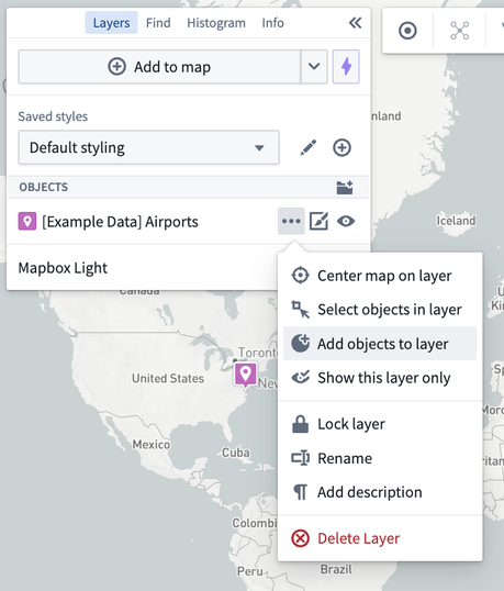 Layers panel with layer actions menu open