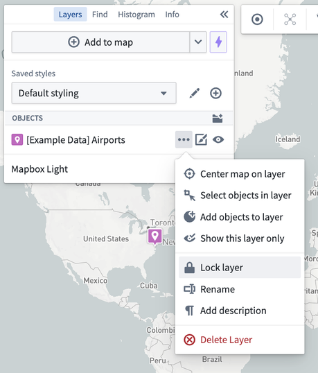 Lock objects in layer.