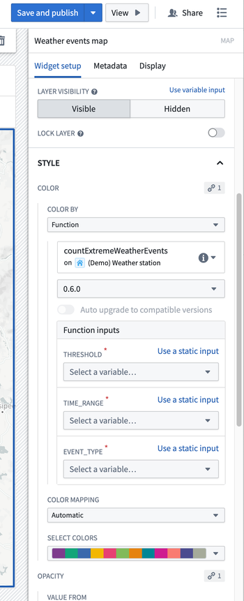 Additional arguments to a styling function in the Workshop Map widget.