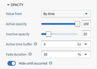 Opacity by time options