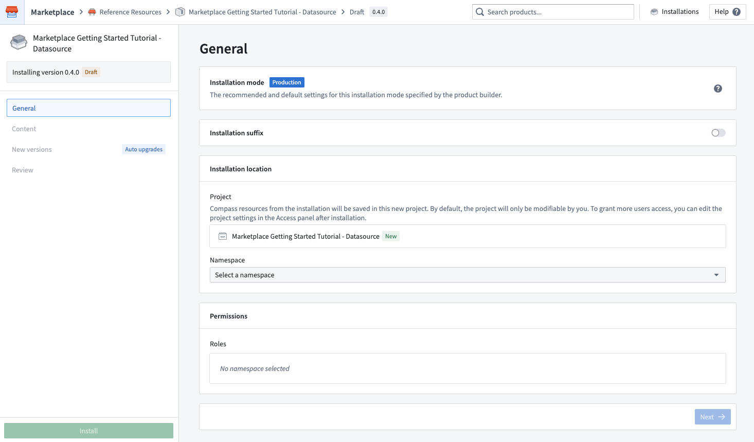 datasource installation flow