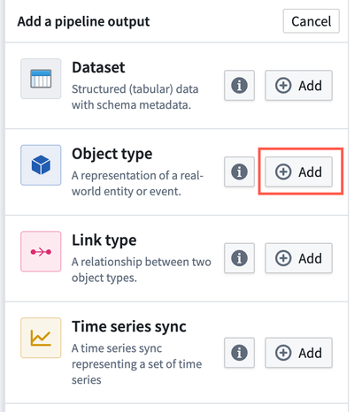 Add object type pipeline output.