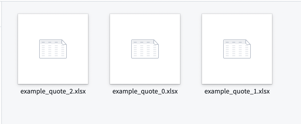 Three spreadsheet files in a media set.