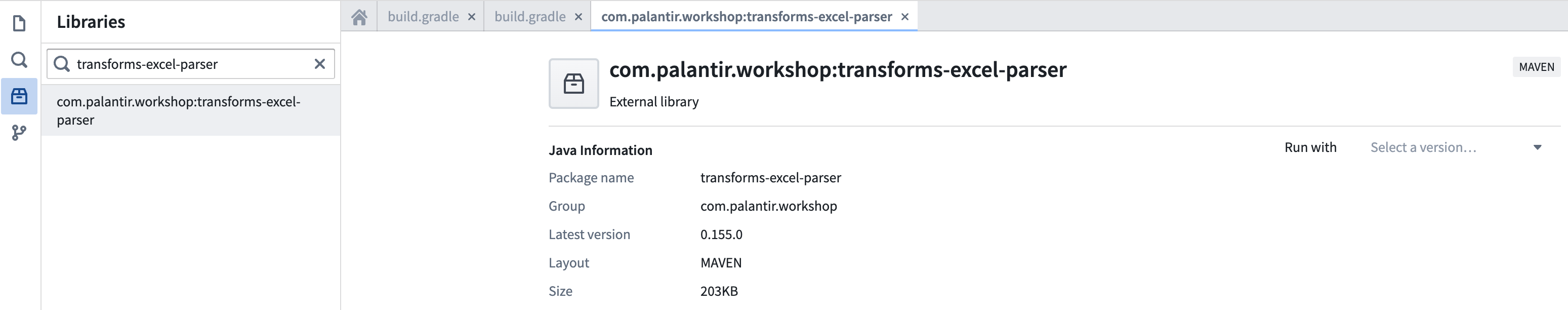 transforms-excel-parser library search.