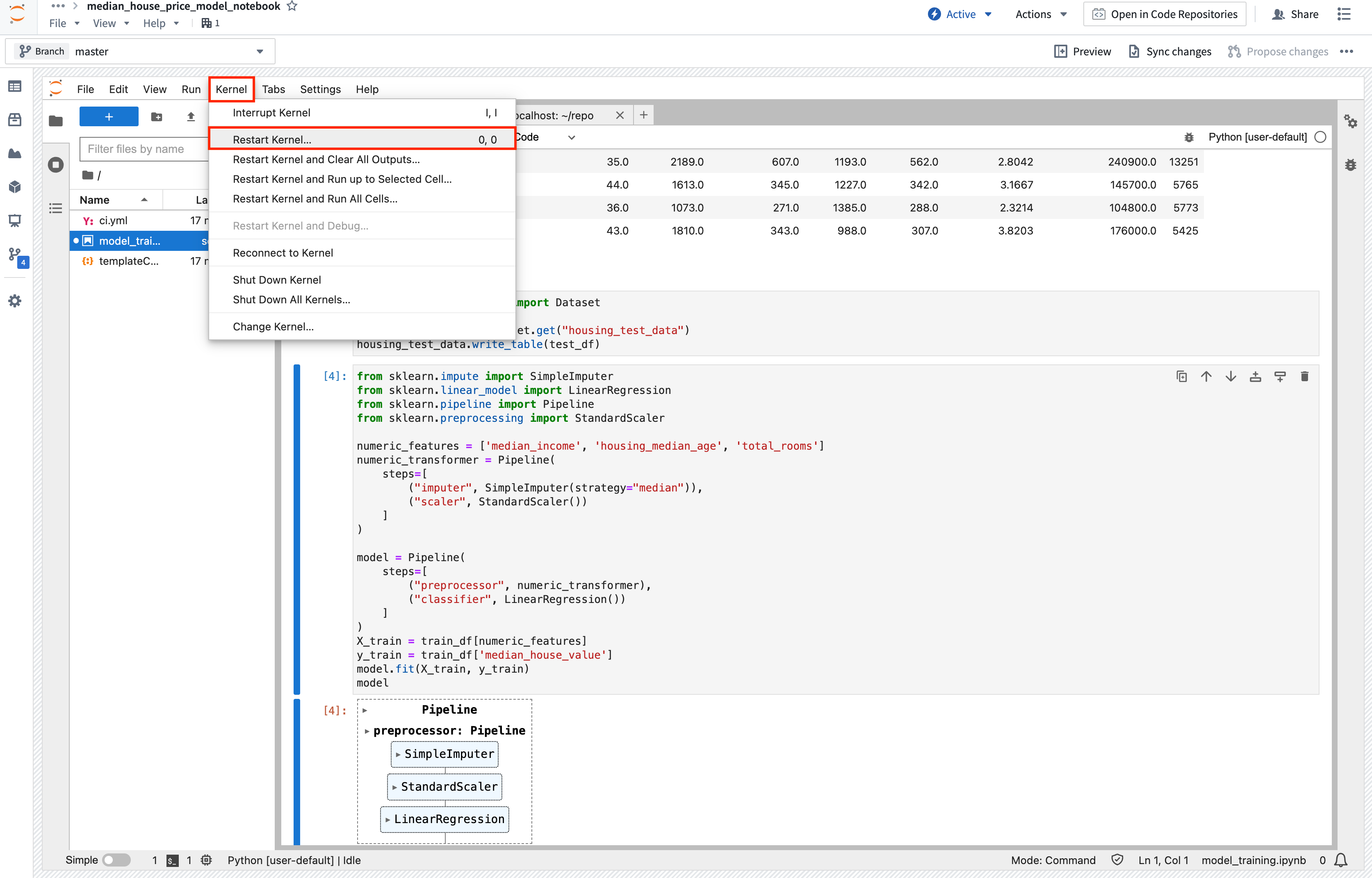 Trained model in Jupyter® Code Workspaces in Palantir Foundry