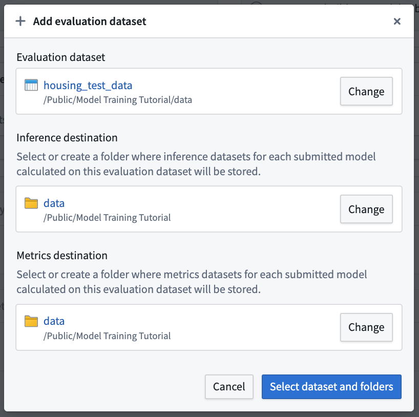 Evaluation dataset configuration in a modeling objective in Palantir Foundry.