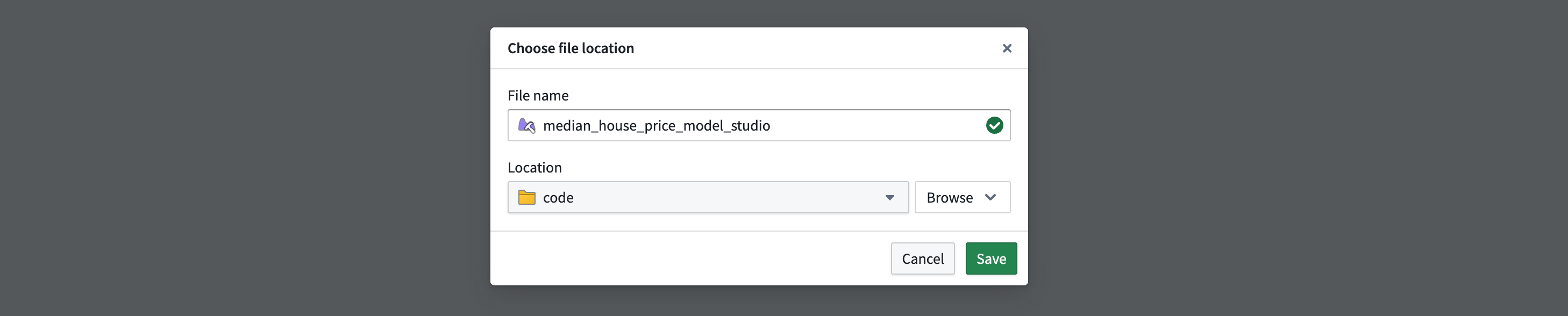 Create a new model studio dialog.