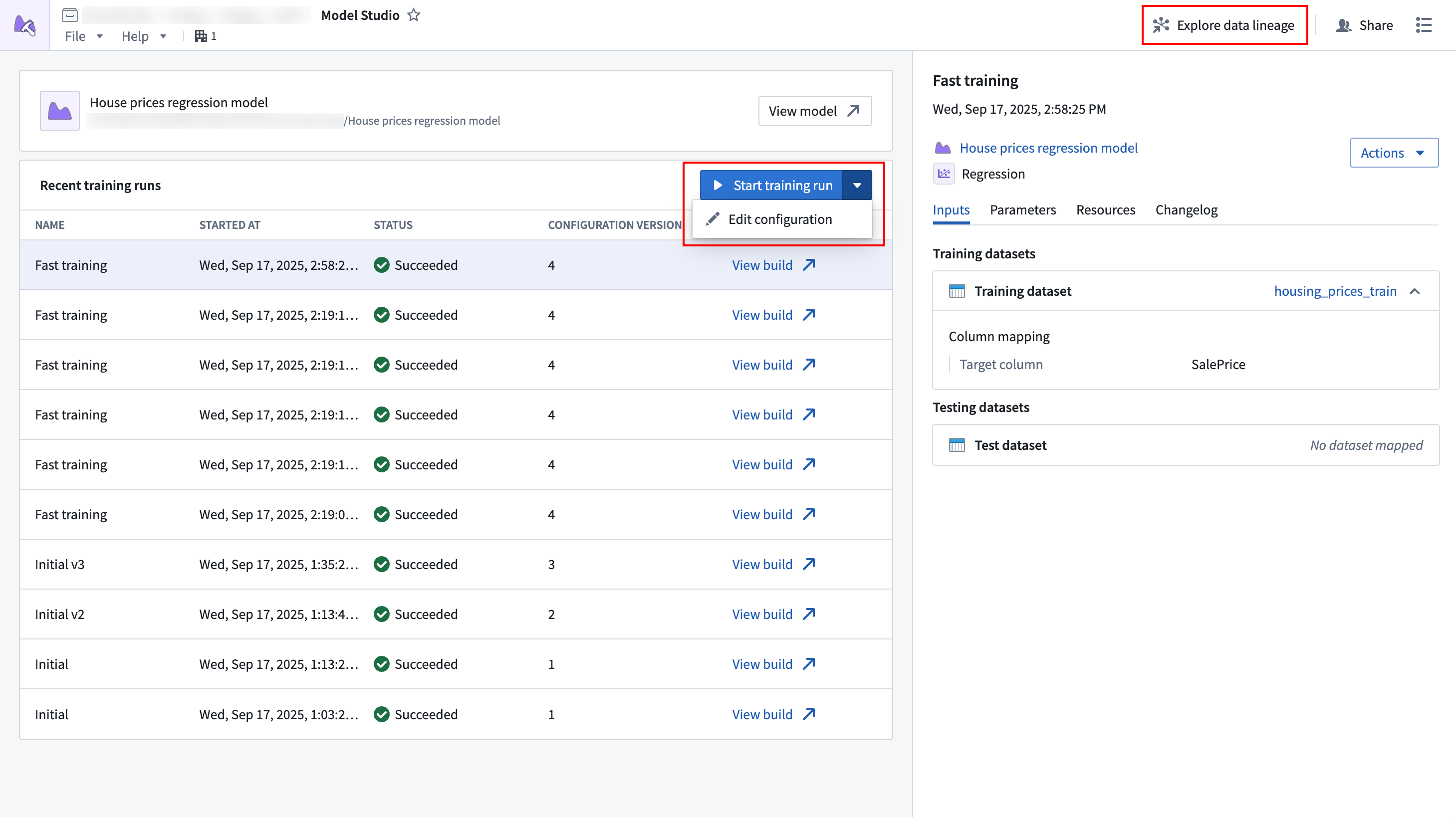 The Model Studio home page.