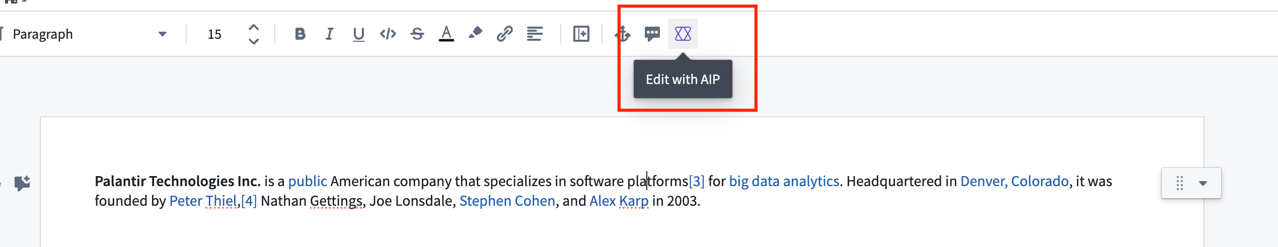 Toolbar with Notepad AIP button highlighted.