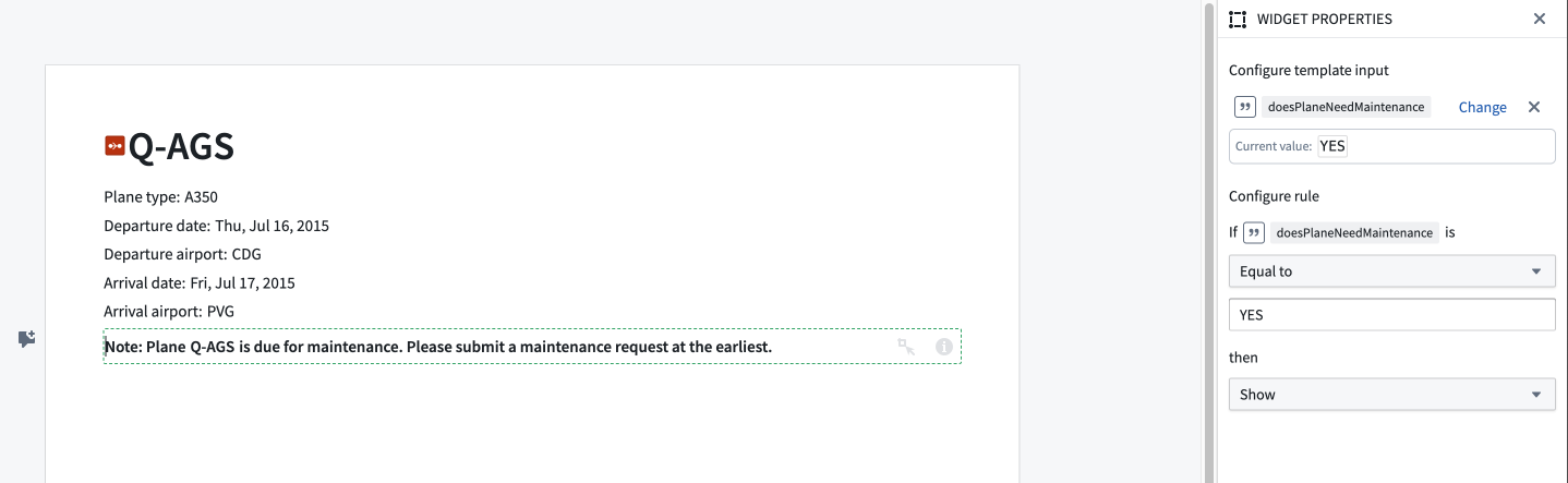 Example of a conditional section in a Notepad template.