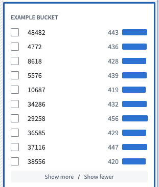 Workshop Filter List widget histogram.