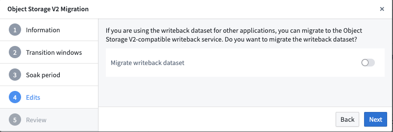 Writeback dataset migration option