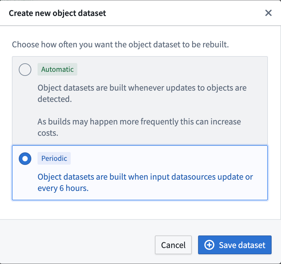 Creating a new output dataset