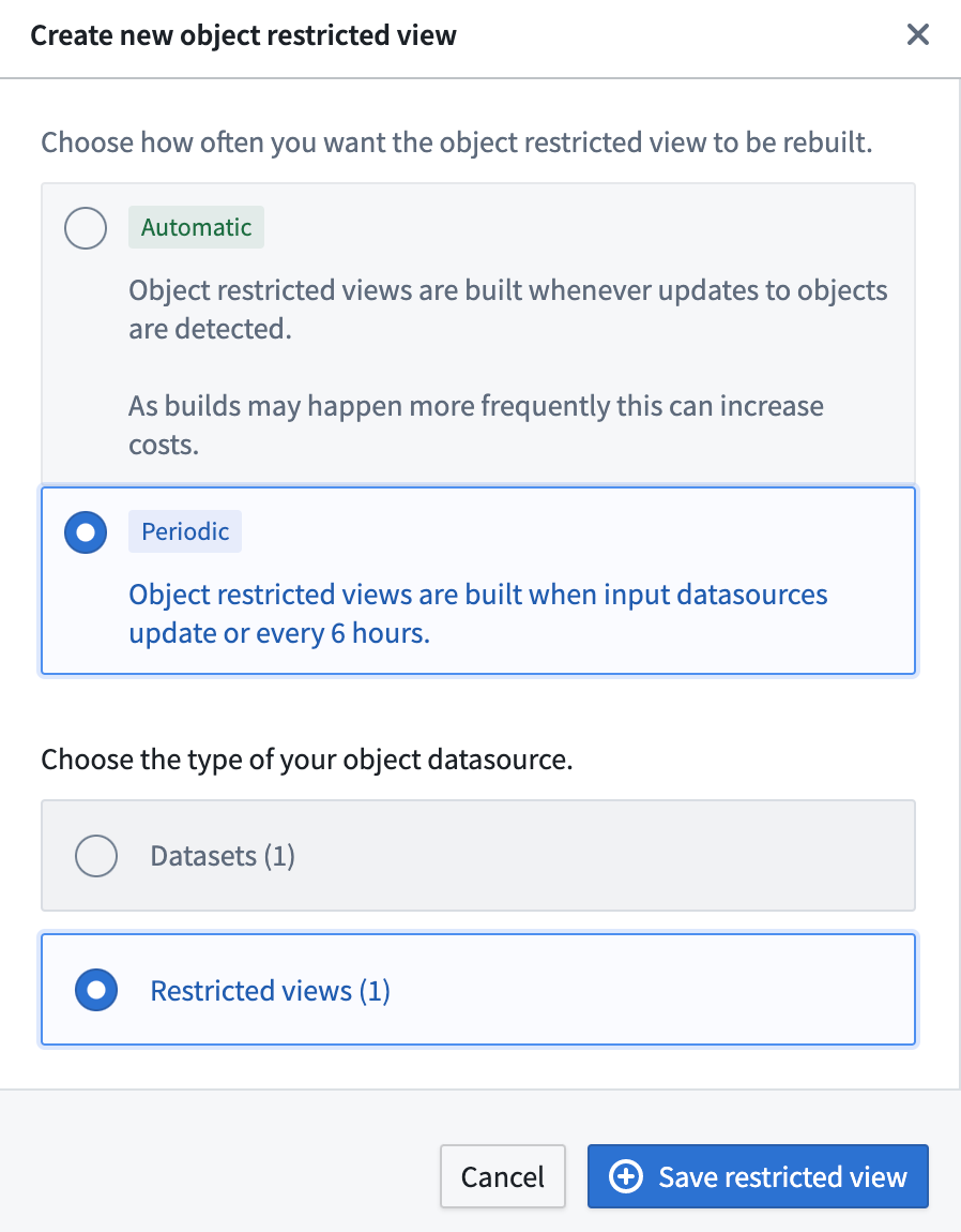 Materialized resource type selection