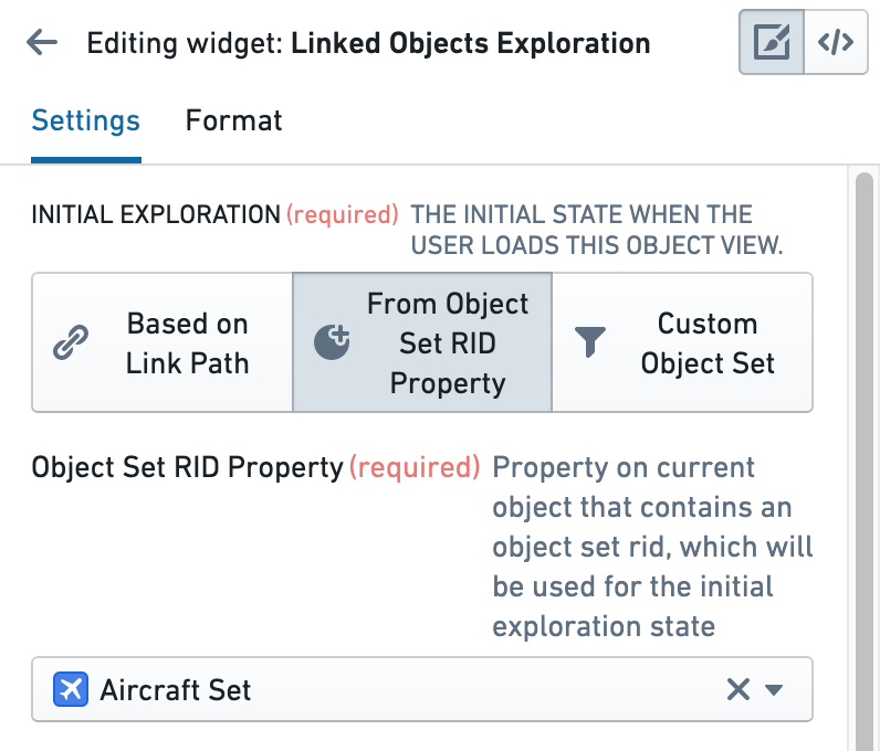 Linked Objects Exploration Configuration