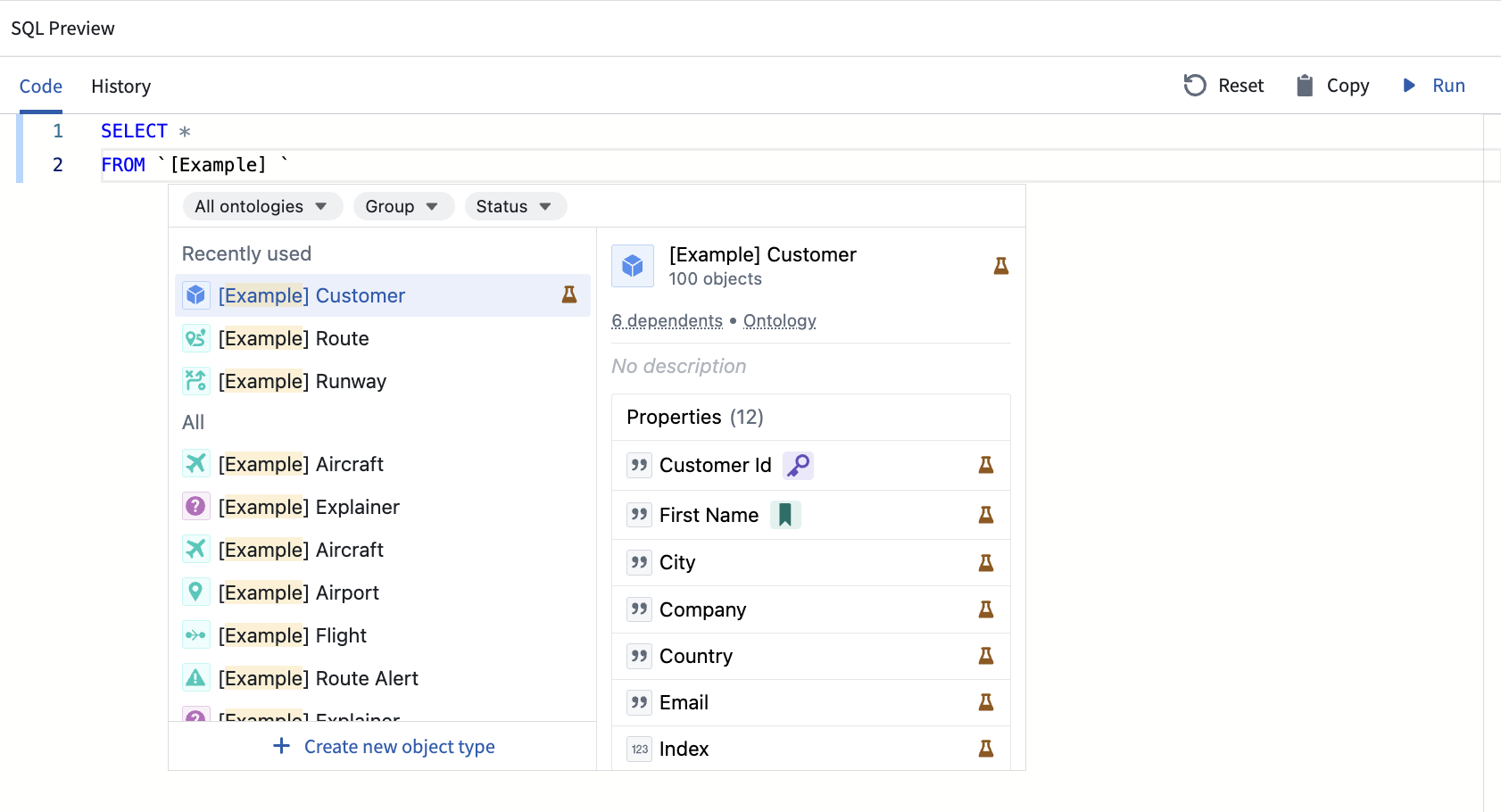 An example of object RID autofilling