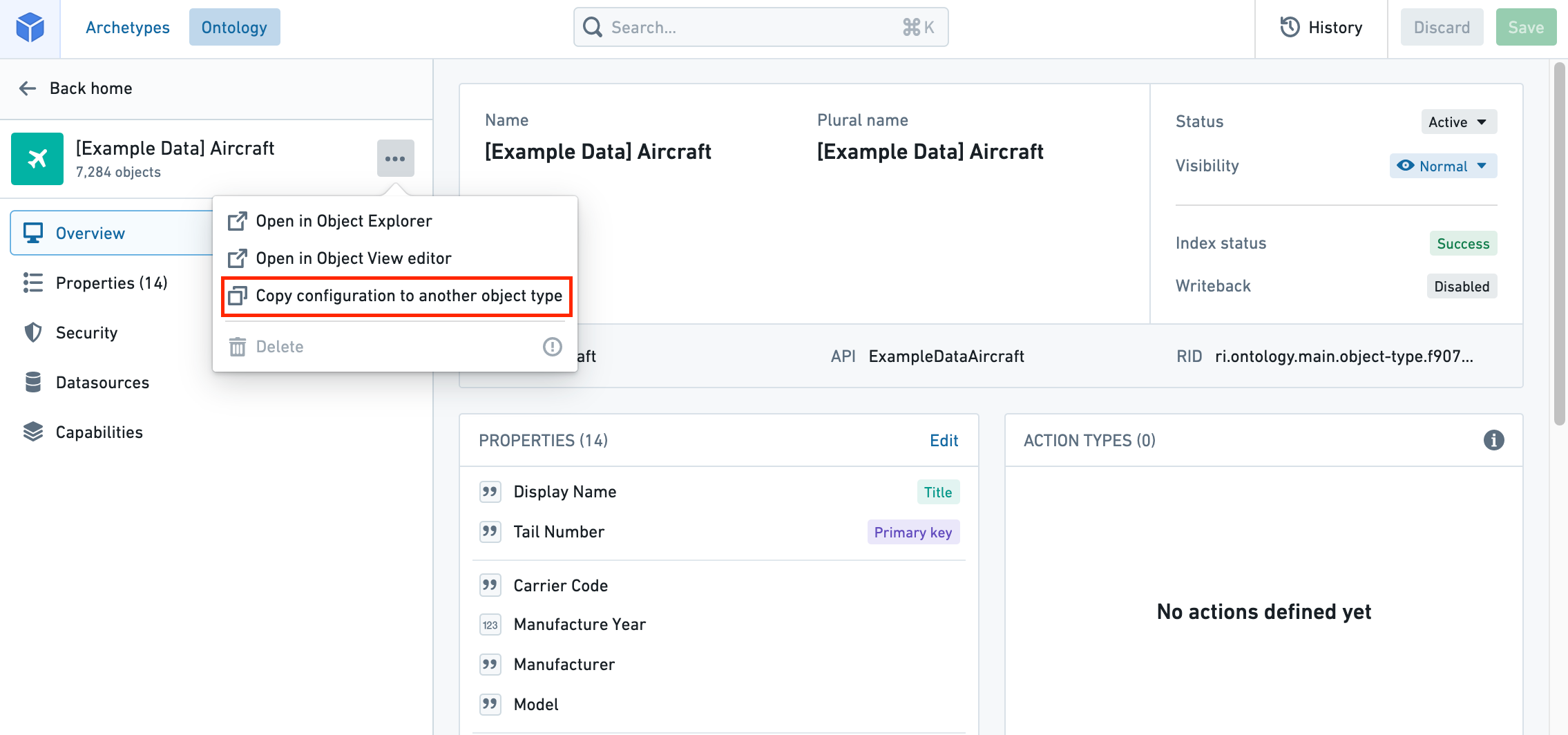 Copy configuration to another object type