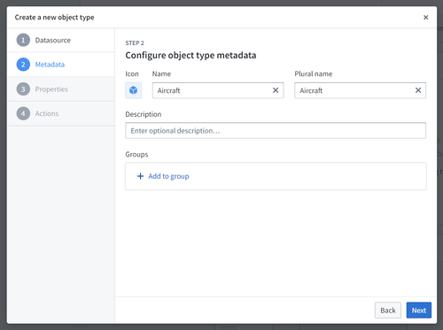 New object type metadata step