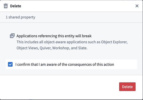 Confirm shared property deletion