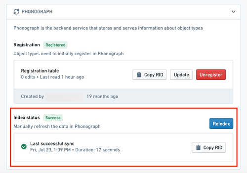 Tracking reindex in Phonograph