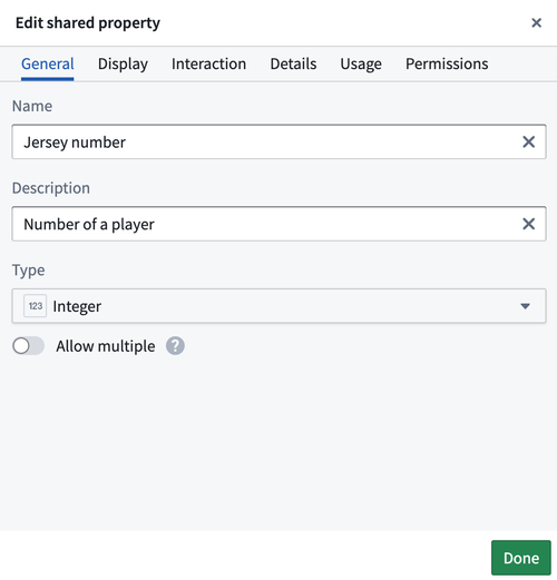 Edit shared property metadata