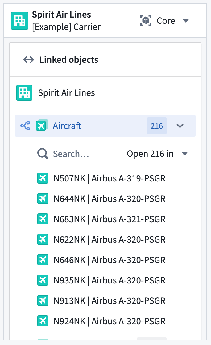 The Core Object View Panel.
