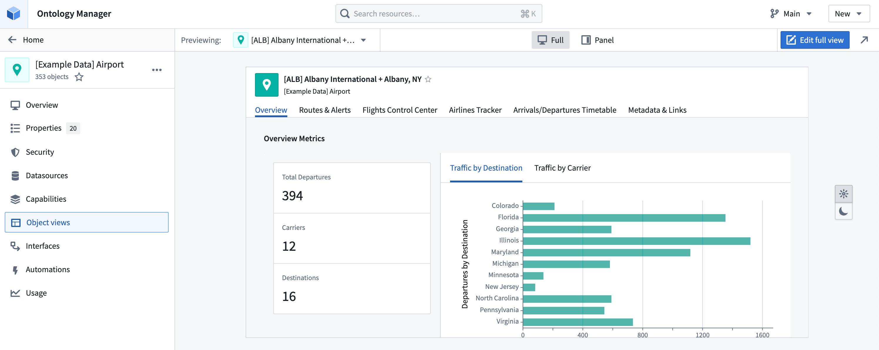 Object view tab in Ontology Manager.