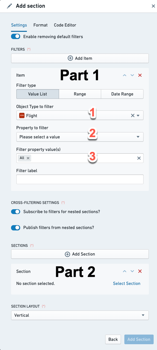 Configuring Filter Container