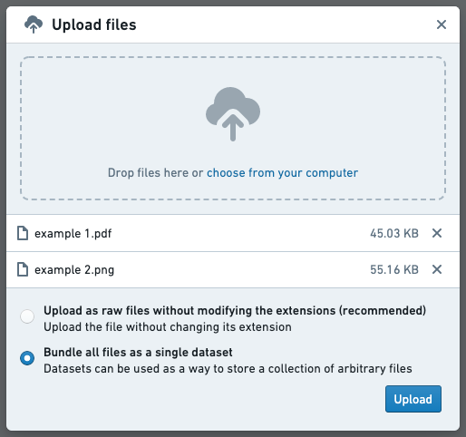 upload files as dataset
