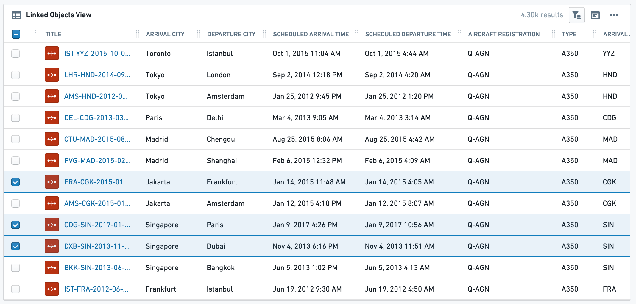 Linked Object View Table without filter sidebar