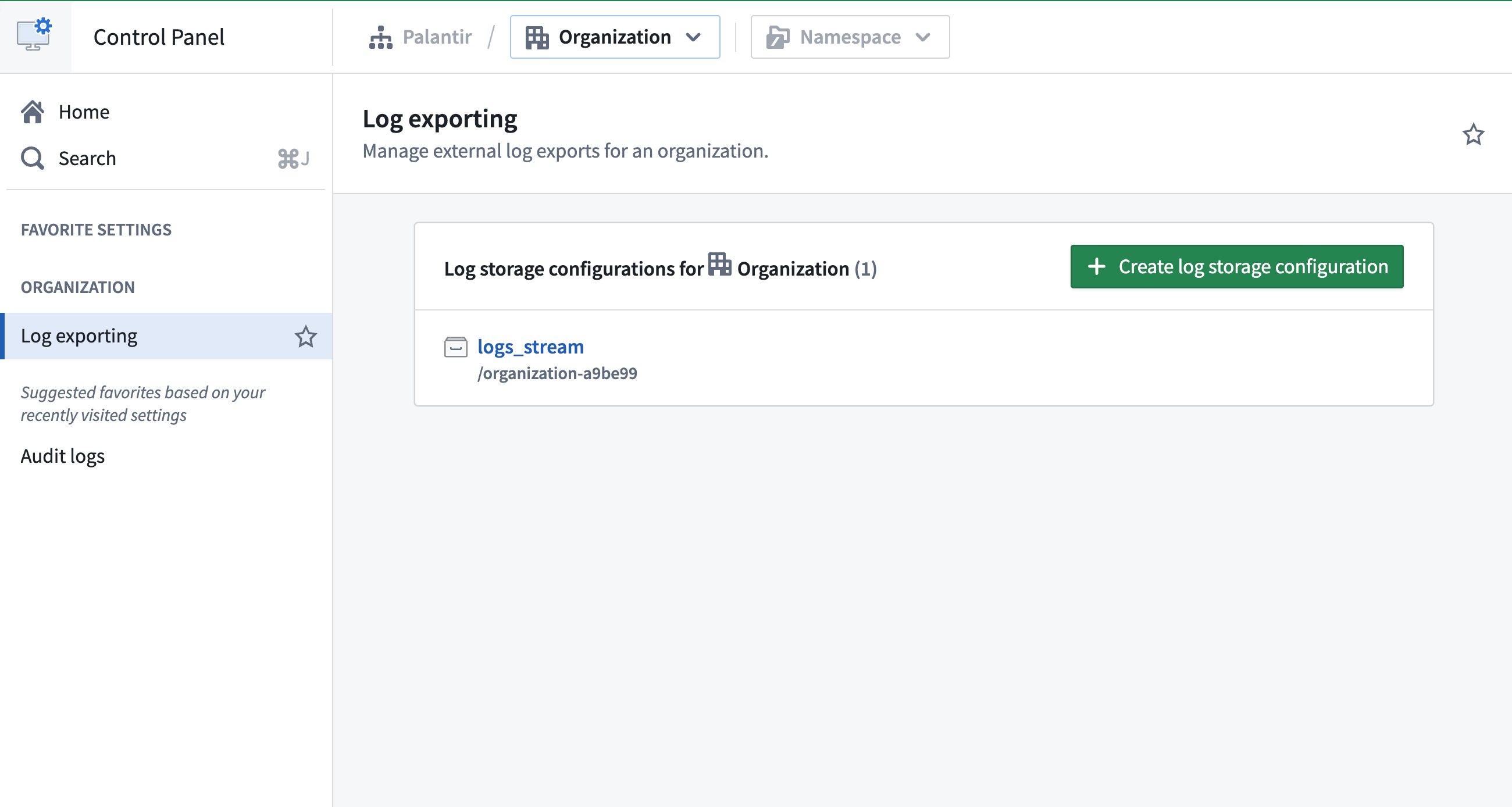 Log exporting through Control Panel.