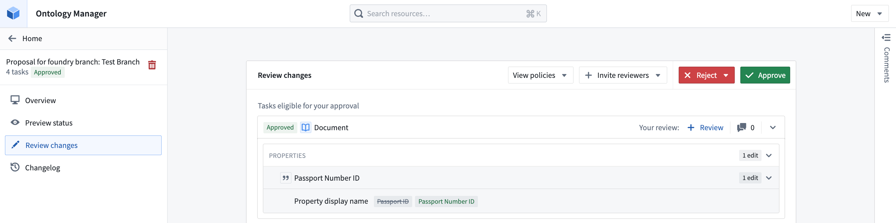 Review changes page.