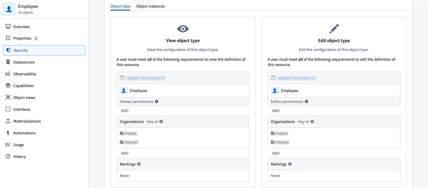 Protected ontology resource in Ontology Manager's Security tab.