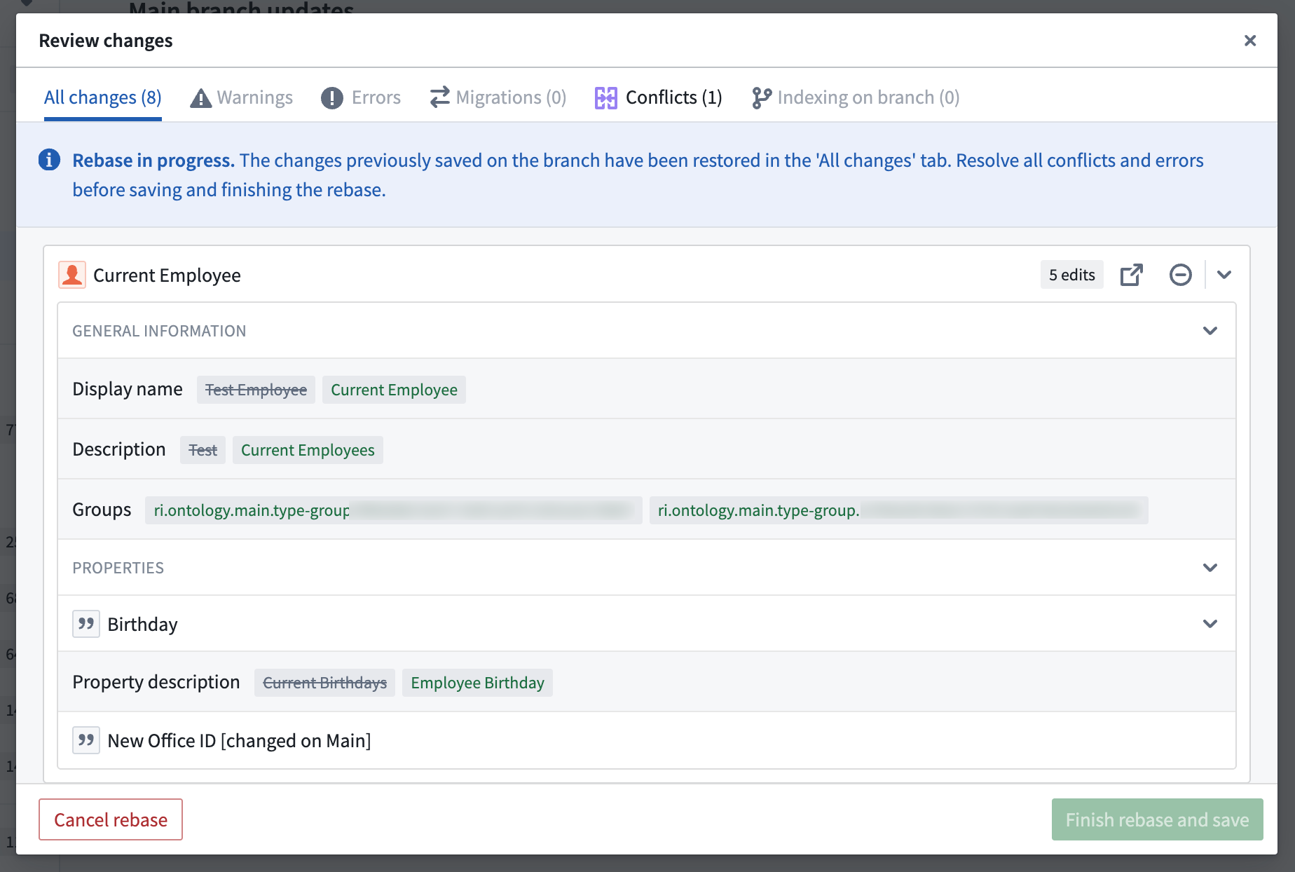Review rebase changes.