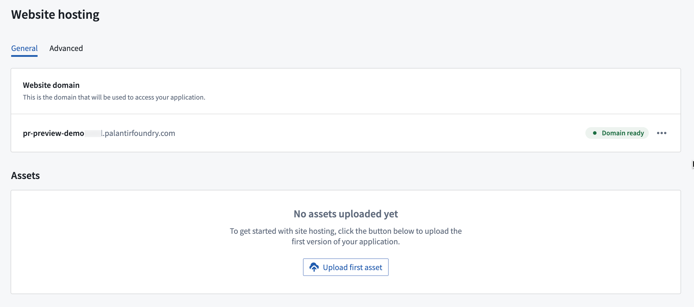 The website hosting configuration page in Developer Console.