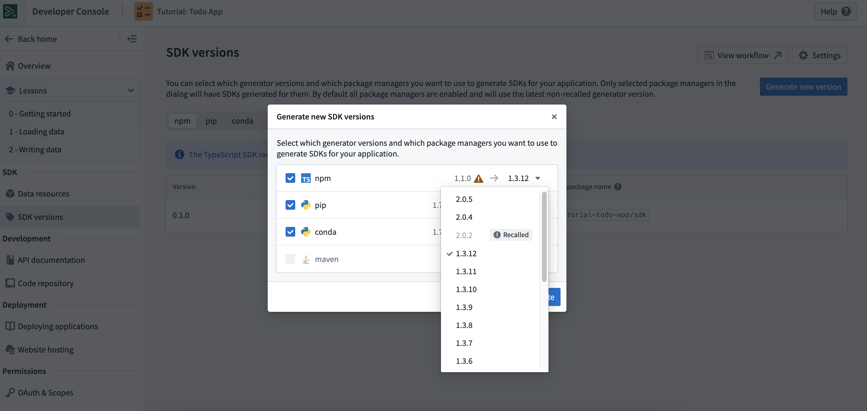 Generate a new version of your SDK with the new 2.0 version of the TypeScript OSDK.